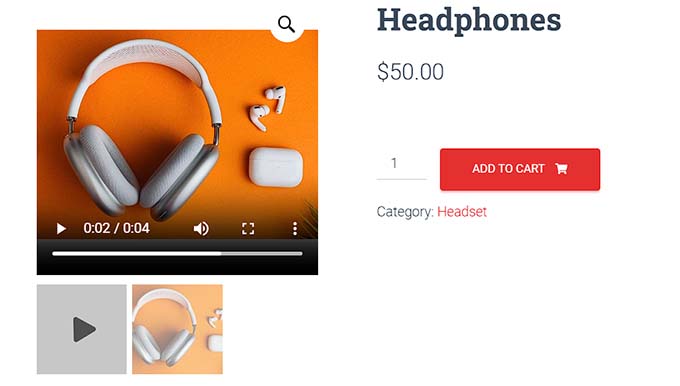 耳机WooCommerce产品视频预览