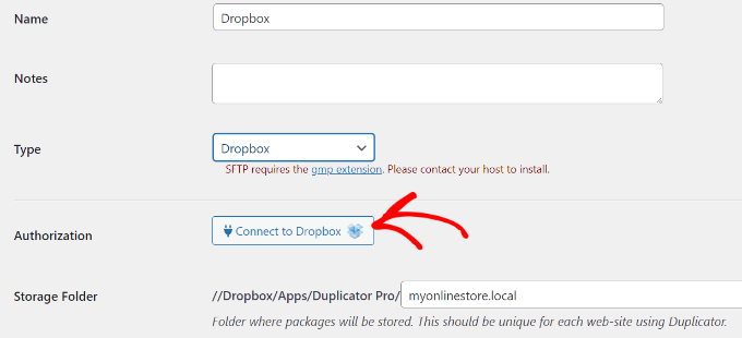 点击连接到 Dropbox