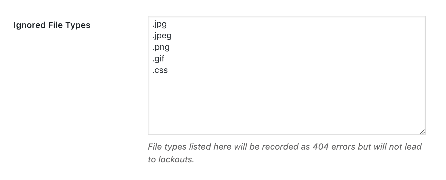 404 Pages Ignored File Types