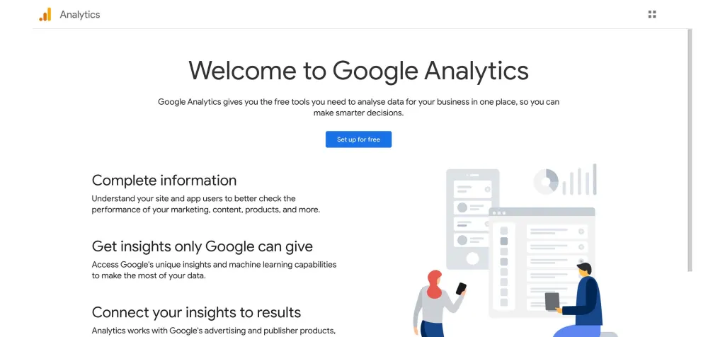 Welcome Page of Google Analytics 1
