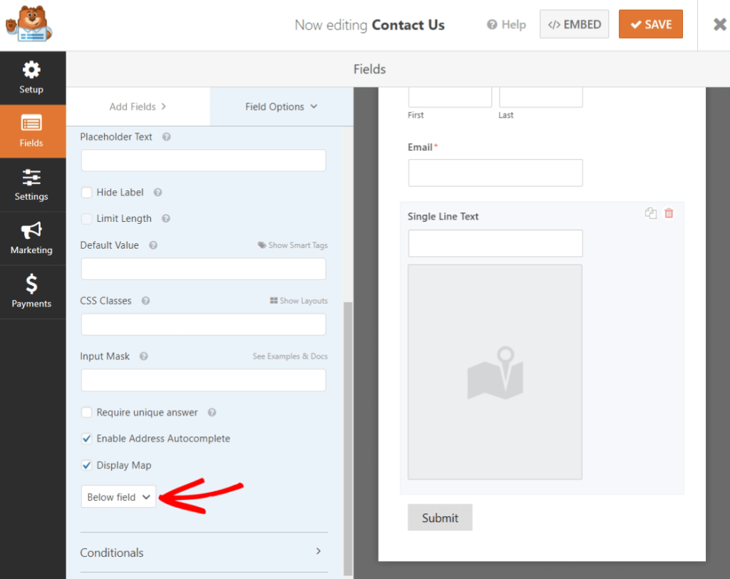 change field location oncontact form with map 1