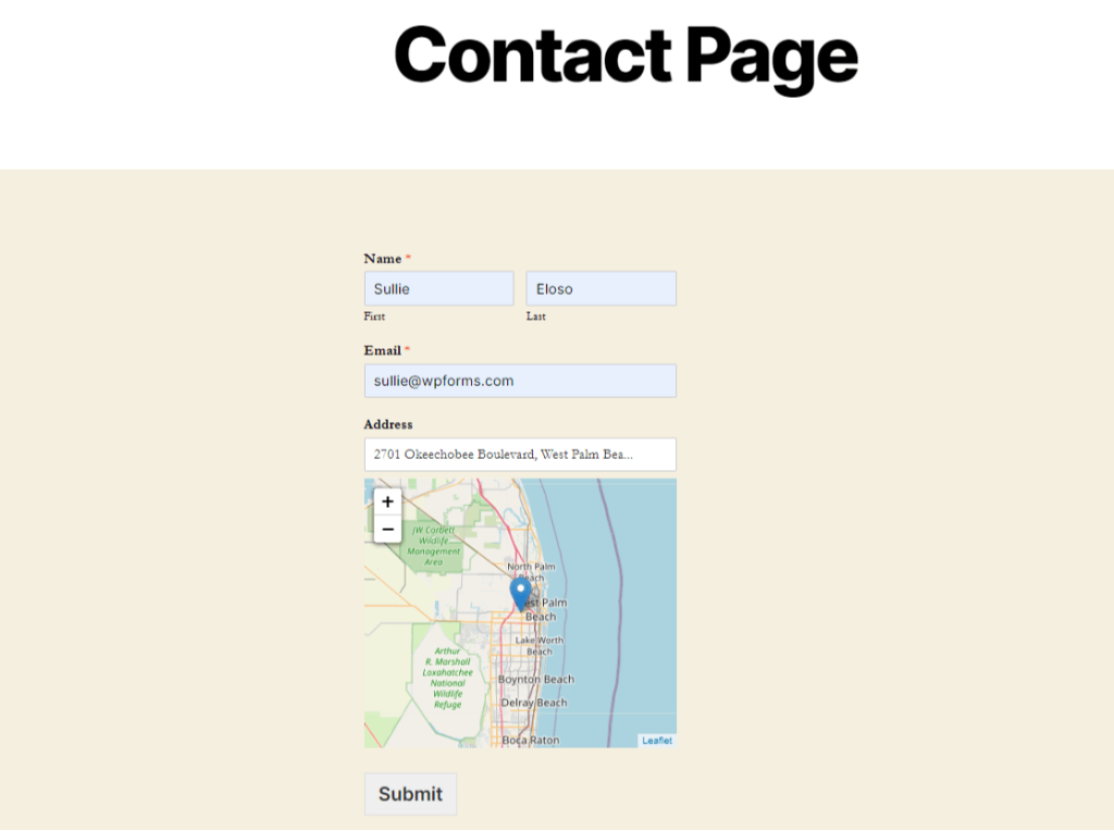 contact form with a map 1