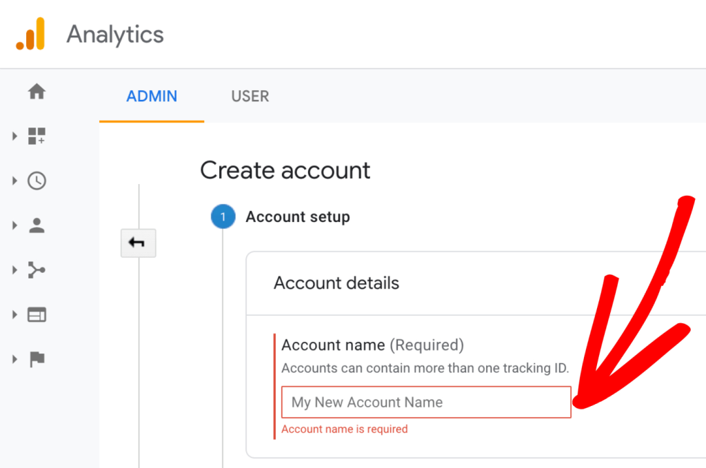 create an account in google analytics
