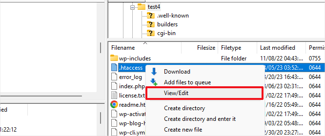 edit htaccess file