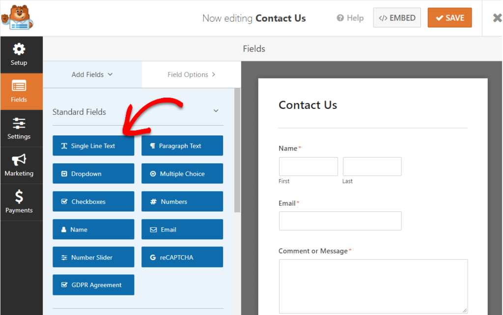 single line text for contact form with map 1