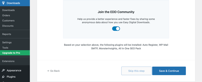 简单的数字下载设置 加入EDD社区