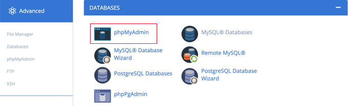 从控制面板启动phpMyAdmin