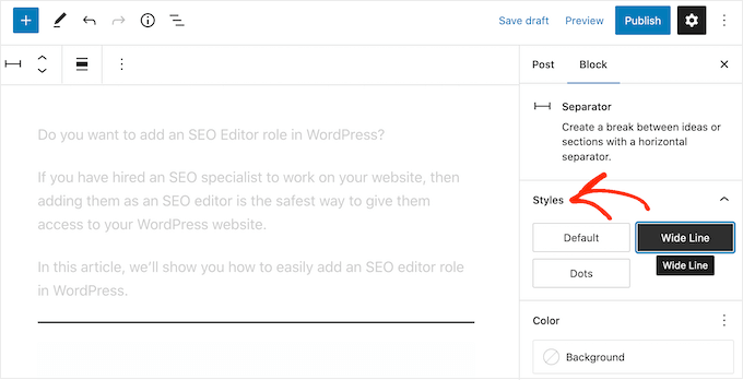 在WordPress中添加不同的线条样式