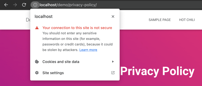 Chrome 会在连接不安全时向用户发出警告