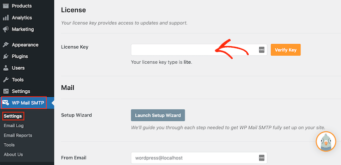 将您的许可证密钥输入WP Mail SMTP WordPress插件