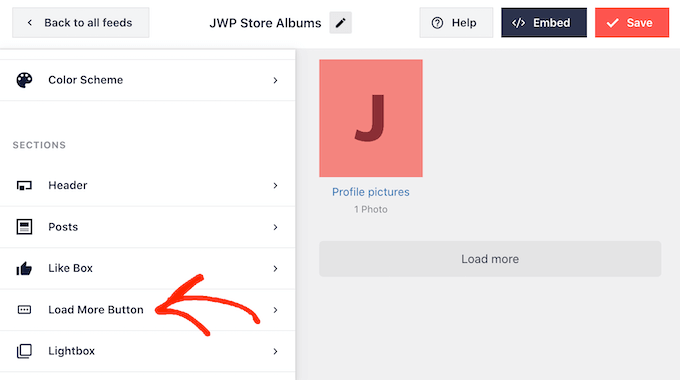 在WordPress中的自定义Facebook照片提要中添加“加载更多”按钮