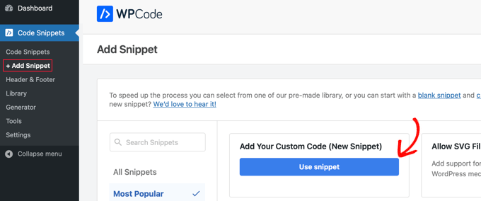 在 WPCode 中添加您的自定义代码