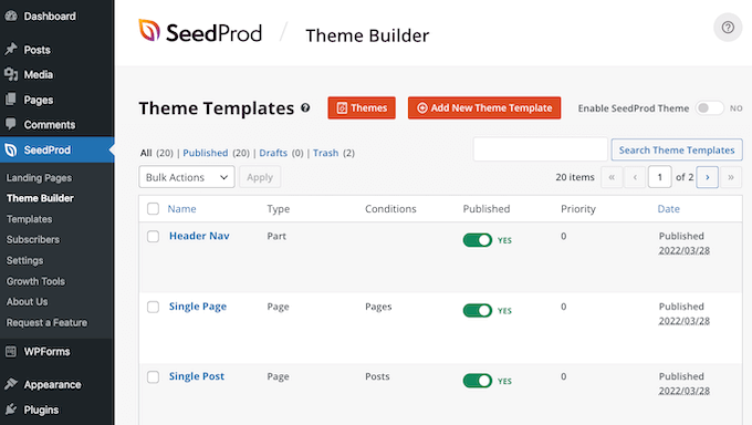 SeedProd 主题构建器