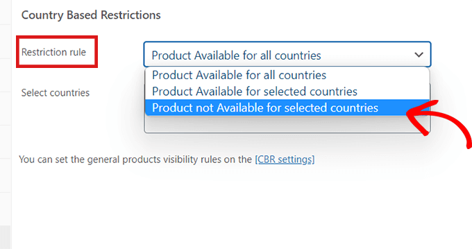 选择产品不适用于所选国家/地区选项