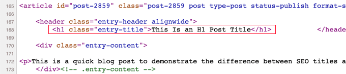 查看帖子标题的 HTML H1 标签