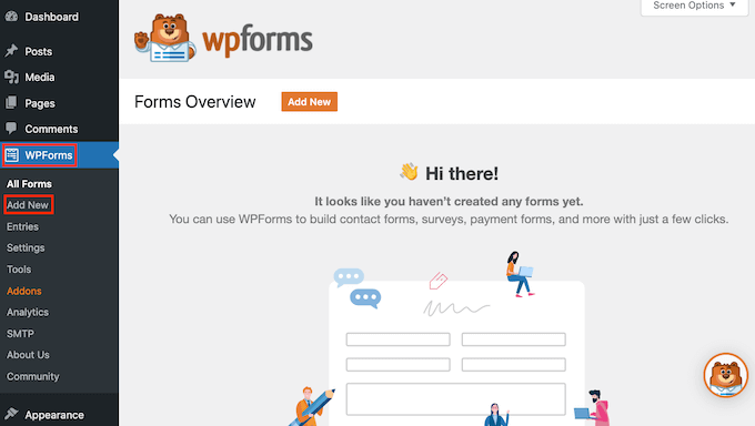 使用 WPForms 创建新窗体