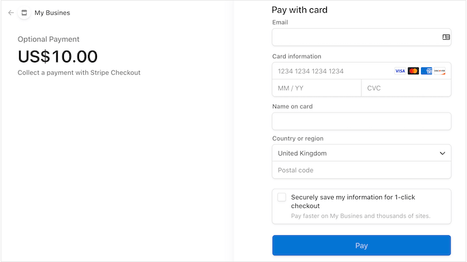 一个简单的付款表单，使用WP简单支付创建