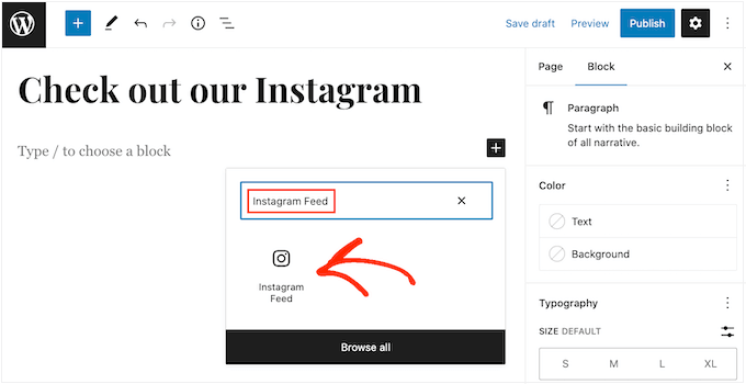 Instagram Feed WordPress 块