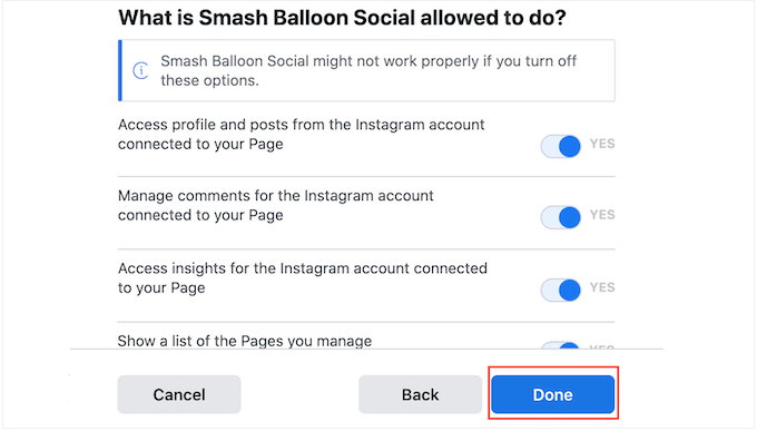更改 Smash Balloon 可以访问的信息