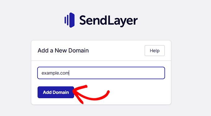 添加您的域名以将其与 SendLayer 连接