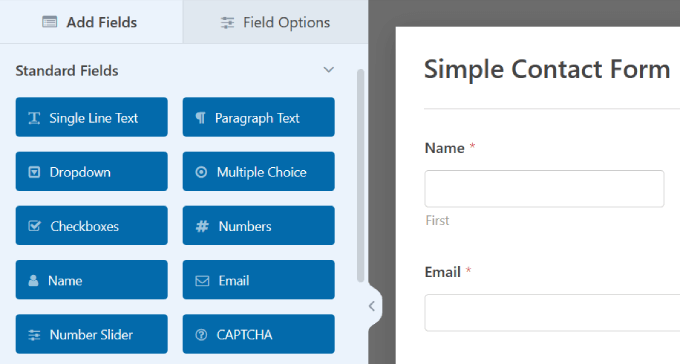 WPforms 拖放构建器