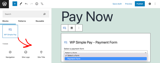 将WP Simple Pay块添加到帖子或页面