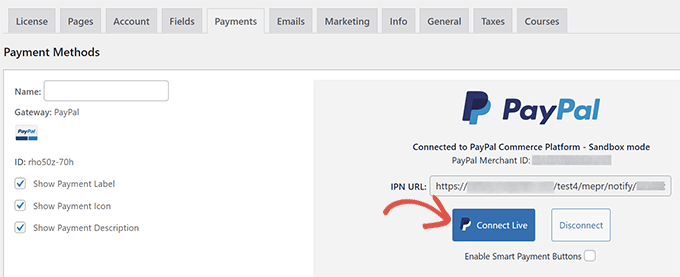 将会员新闻连接到PayPal商务