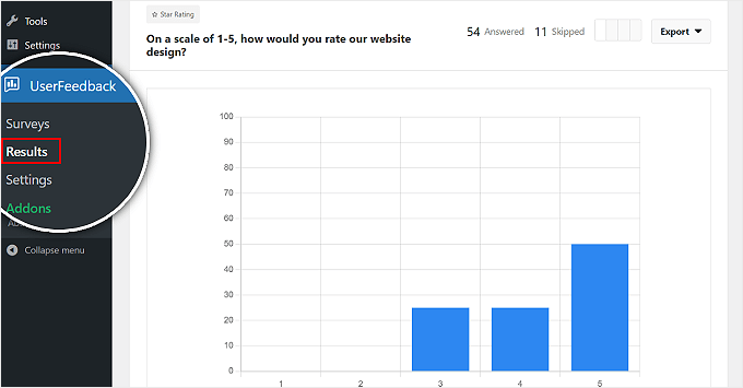 UserFeedback 调查结果示例