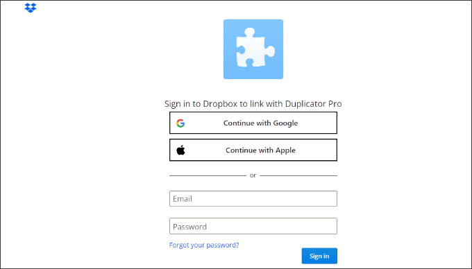 登录您的 Dropbox 帐户