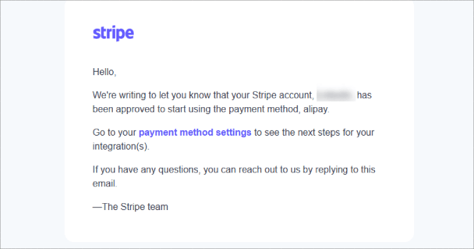 Stripe 电子邮件已激活