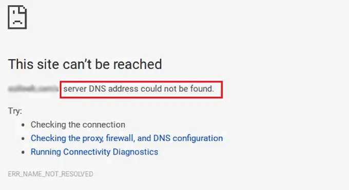 预览 DNS 服务器无响应错误