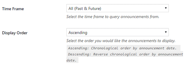 time frame order