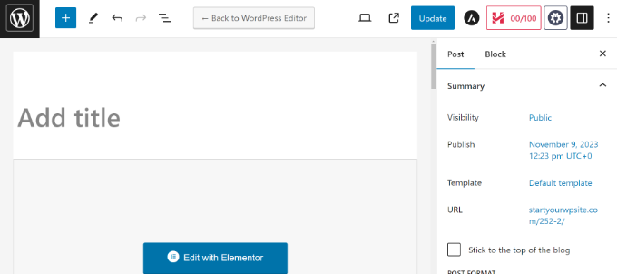 更新或发布使用 Elementor 编辑的页面