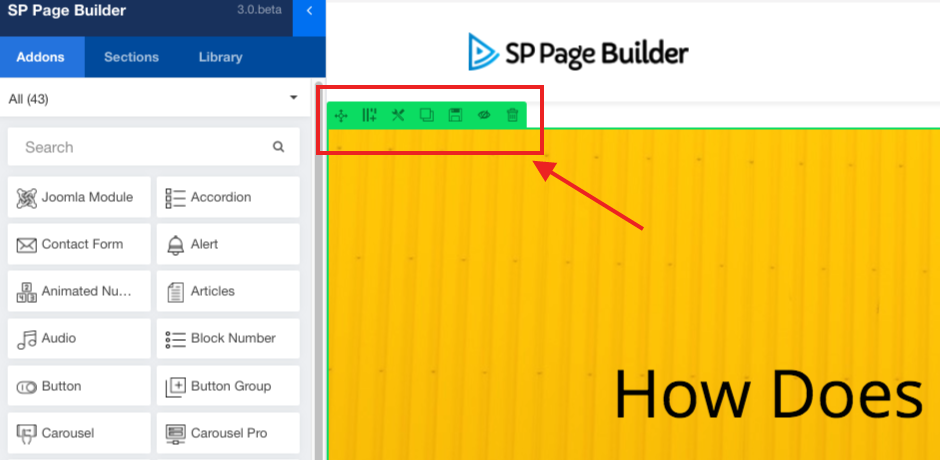 SP page Builder行编辑