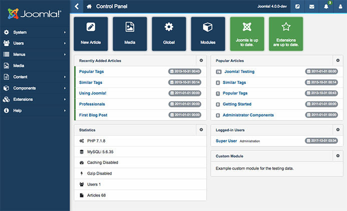 Joomla4后端布局结构