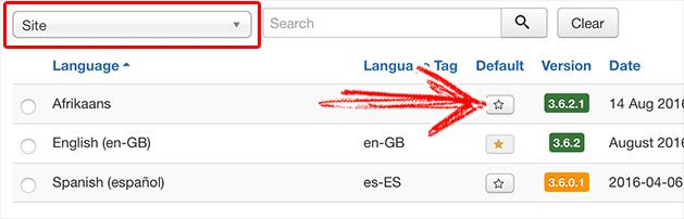 如何更改Joomla中的默认语言