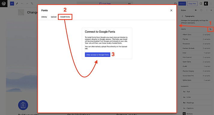 Accessing Google Fonts from the Font Library inside FSE