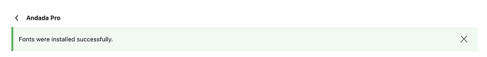 Fonts were installed successfully confirmation message