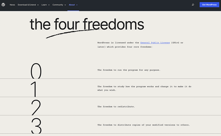 wordpress four freedoms